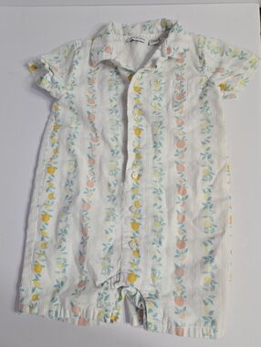 Janie and Jack White Shortall Romper with Citrus Stripes 18 24  Orange Lemons